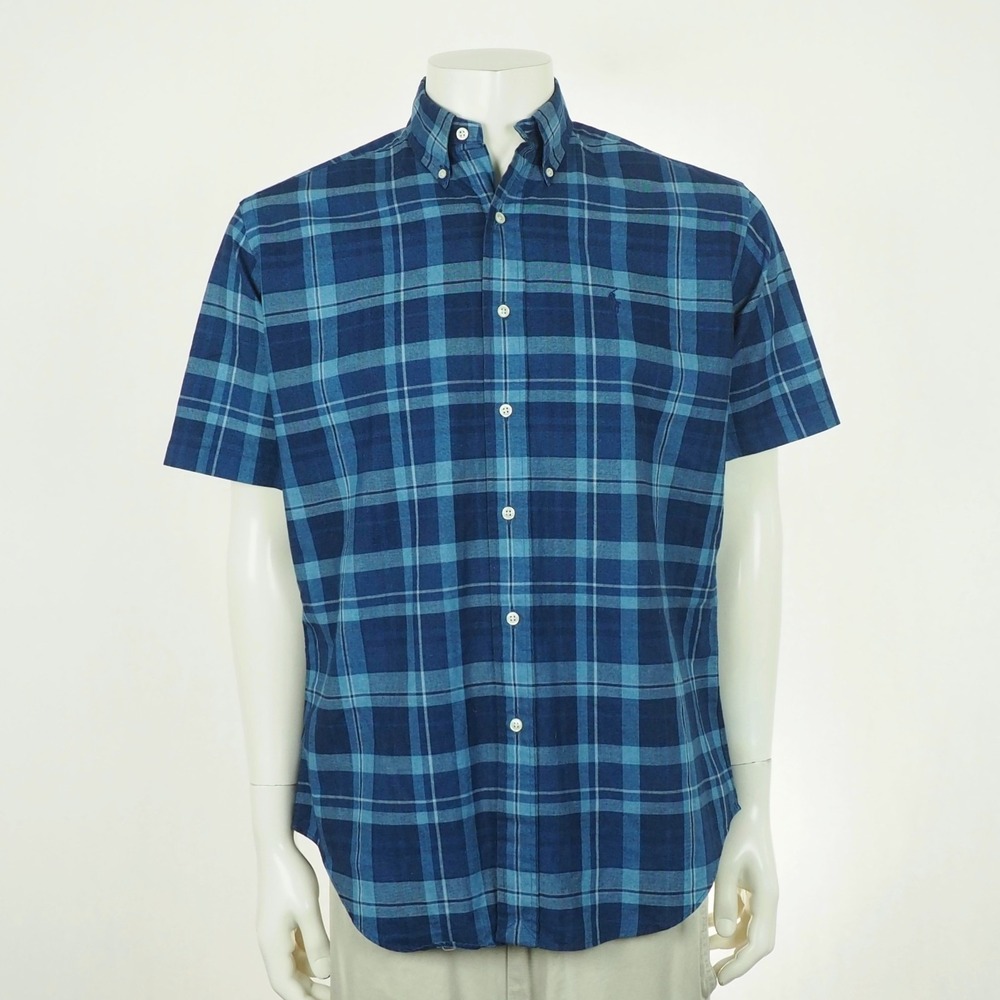 Polo Ralph Lauren Blake Button Down Shirt Mens Small Blue Plaid RL Cotton Blend